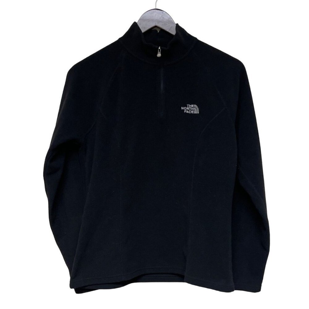 North Face 1/4 Zip Long Sleeve Lightweight Fleece Shirt Black Women's Medium